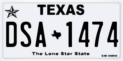 TX license plate DSA1474