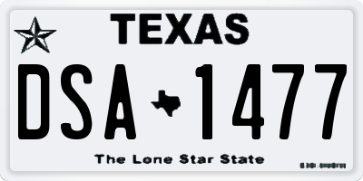TX license plate DSA1477