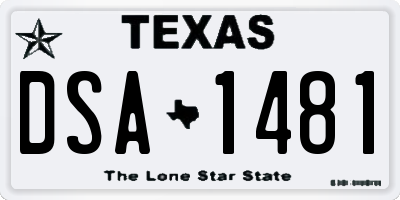 TX license plate DSA1481