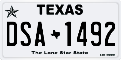 TX license plate DSA1492