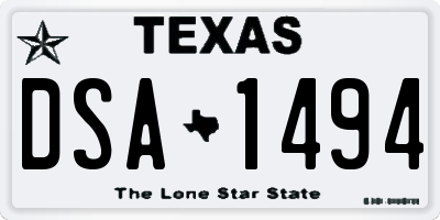 TX license plate DSA1494