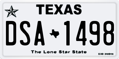 TX license plate DSA1498