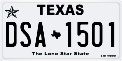 TX license plate DSA1501