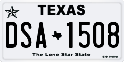 TX license plate DSA1508