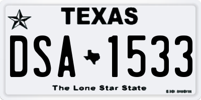 TX license plate DSA1533