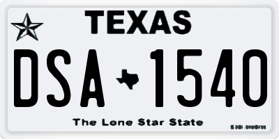 TX license plate DSA1540