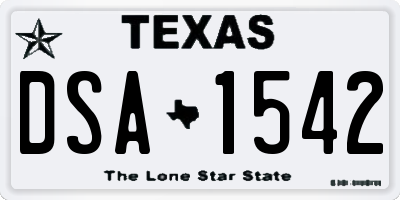 TX license plate DSA1542