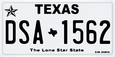 TX license plate DSA1562