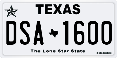 TX license plate DSA1600
