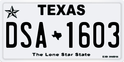 TX license plate DSA1603