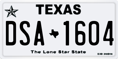 TX license plate DSA1604