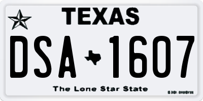 TX license plate DSA1607