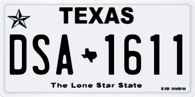 TX license plate DSA1611
