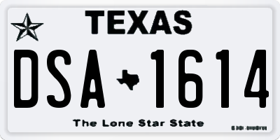 TX license plate DSA1614