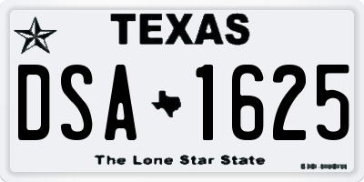 TX license plate DSA1625