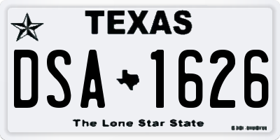 TX license plate DSA1626