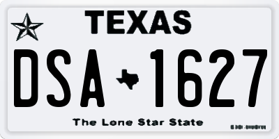 TX license plate DSA1627