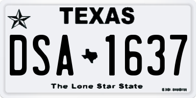 TX license plate DSA1637