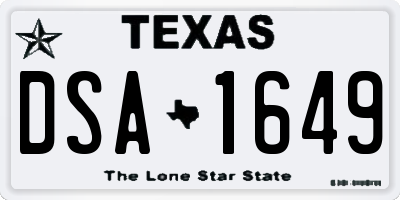TX license plate DSA1649