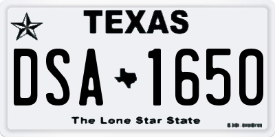 TX license plate DSA1650