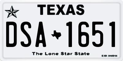 TX license plate DSA1651
