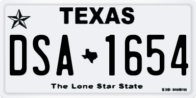 TX license plate DSA1654
