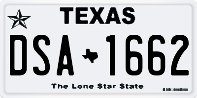 TX license plate DSA1662