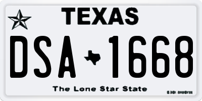 TX license plate DSA1668