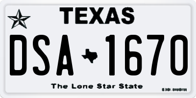 TX license plate DSA1670