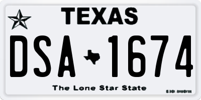 TX license plate DSA1674