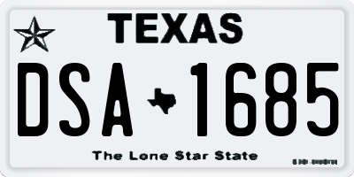 TX license plate DSA1685
