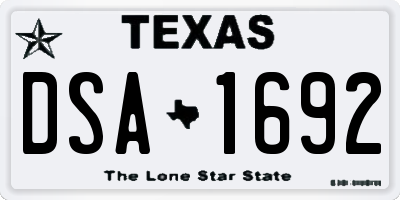 TX license plate DSA1692