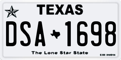TX license plate DSA1698