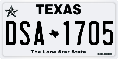 TX license plate DSA1705
