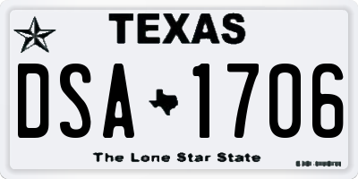 TX license plate DSA1706