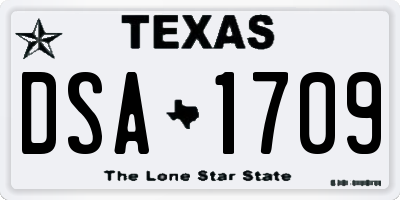 TX license plate DSA1709