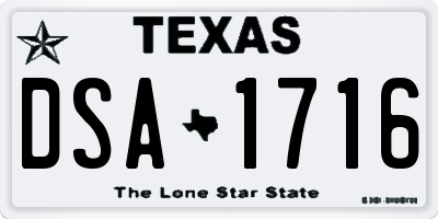 TX license plate DSA1716