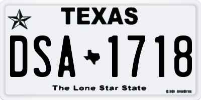 TX license plate DSA1718