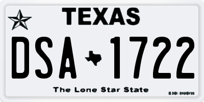 TX license plate DSA1722
