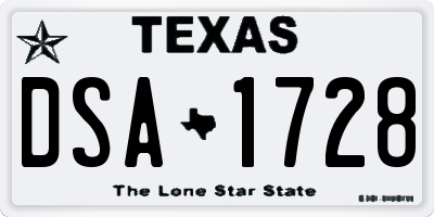 TX license plate DSA1728
