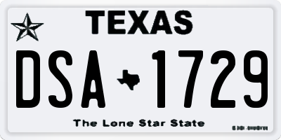 TX license plate DSA1729