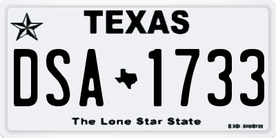 TX license plate DSA1733