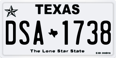 TX license plate DSA1738