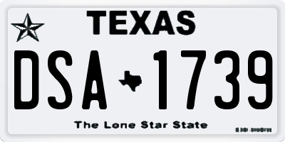 TX license plate DSA1739
