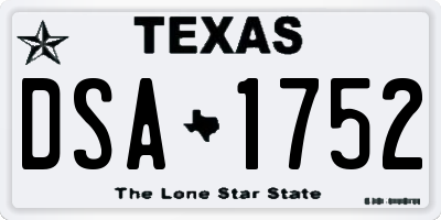 TX license plate DSA1752
