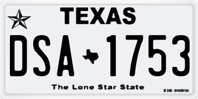 TX license plate DSA1753