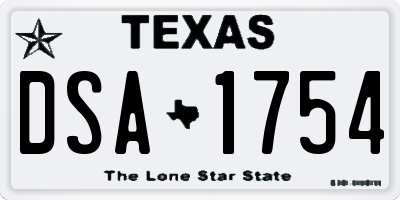 TX license plate DSA1754