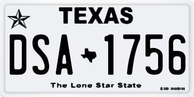 TX license plate DSA1756