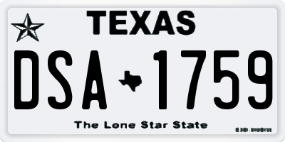 TX license plate DSA1759
