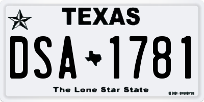 TX license plate DSA1781
